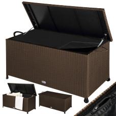 Gartenbox | Polyrattan | 270L | Braun | mit Rollen & Griffen